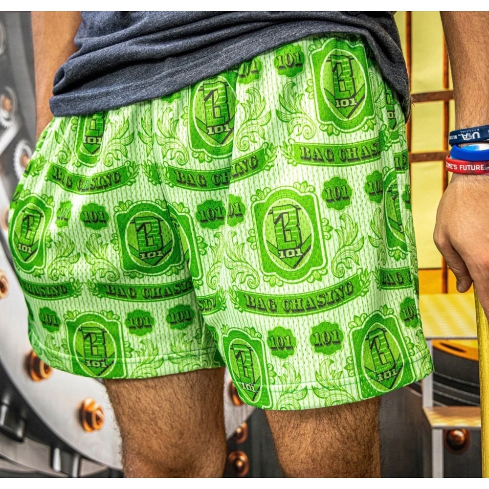 Baseball Lifestyle 101 Bag Chaser Shorts Mens Large Green NWT Mesh Athletic